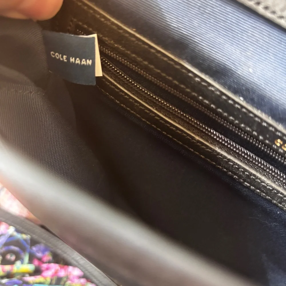 Cole Haan Vestry Saddle Bag in Black‎ Crossbody Leather Purse Gold Hardware